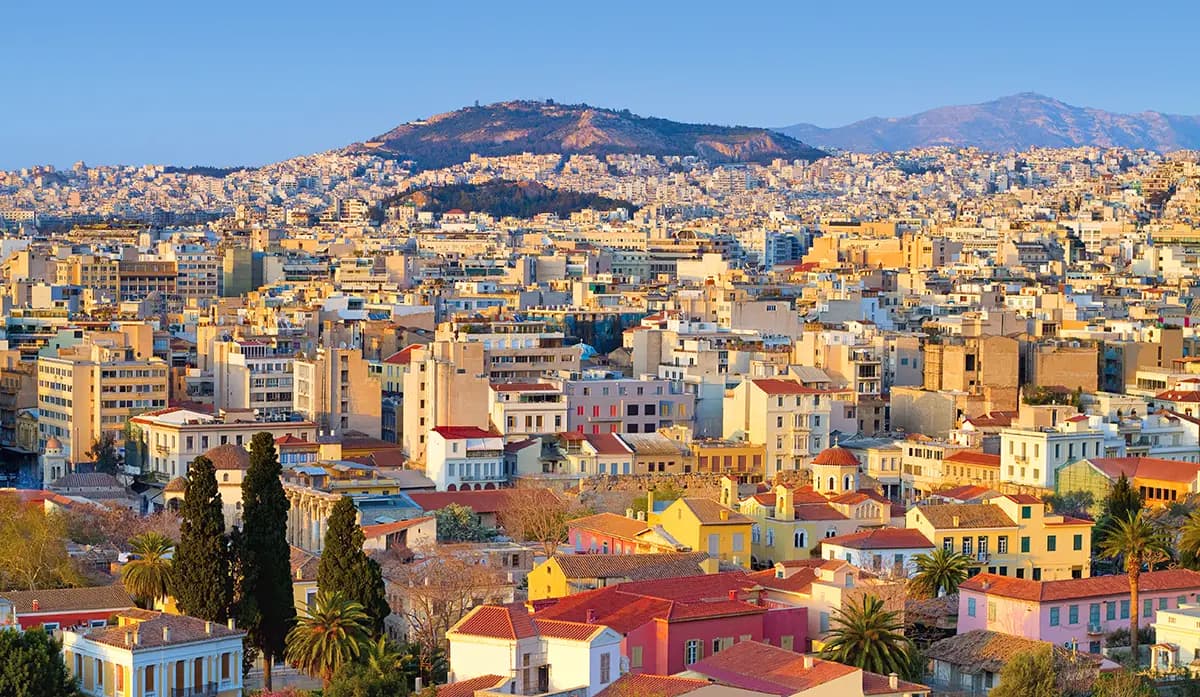 Athens cityscape at golden hour