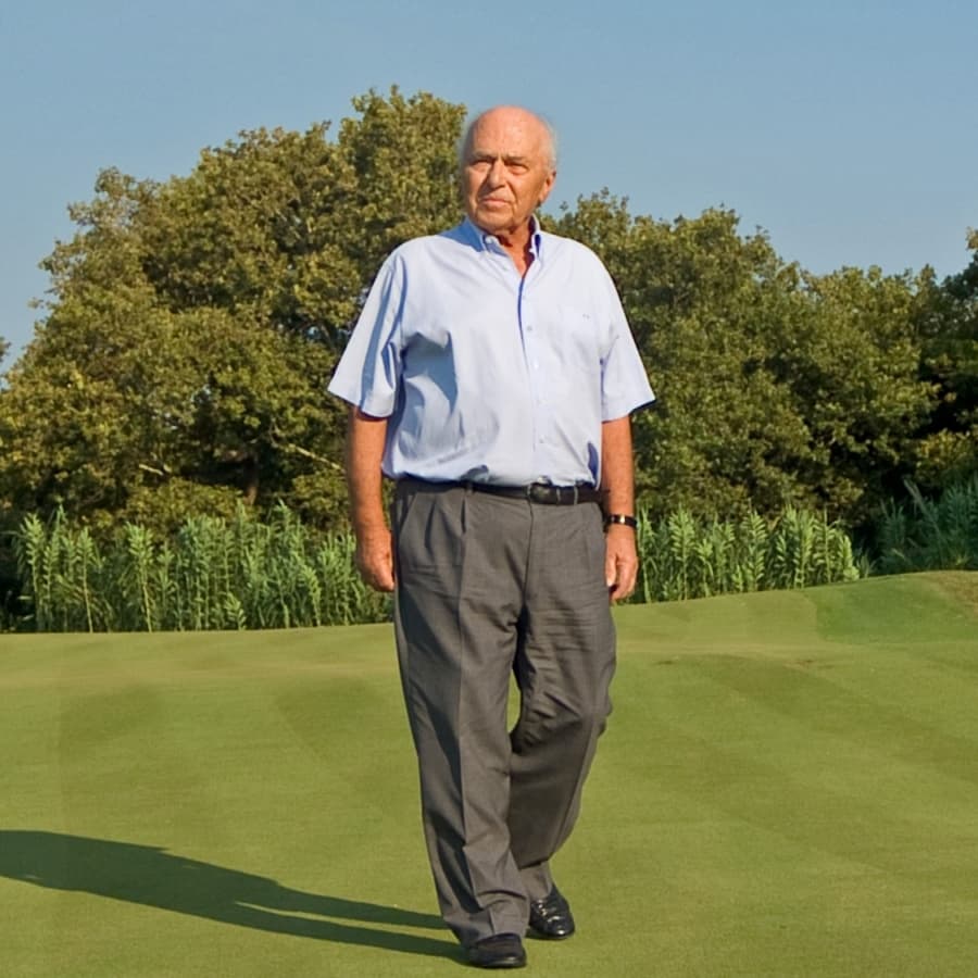 Captain Vassilis walking the grounds of Costa Navarino