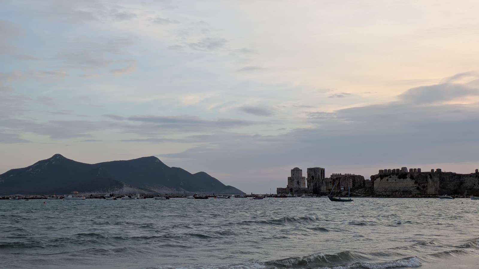 Methoni Beach with the Venetian castle in the background